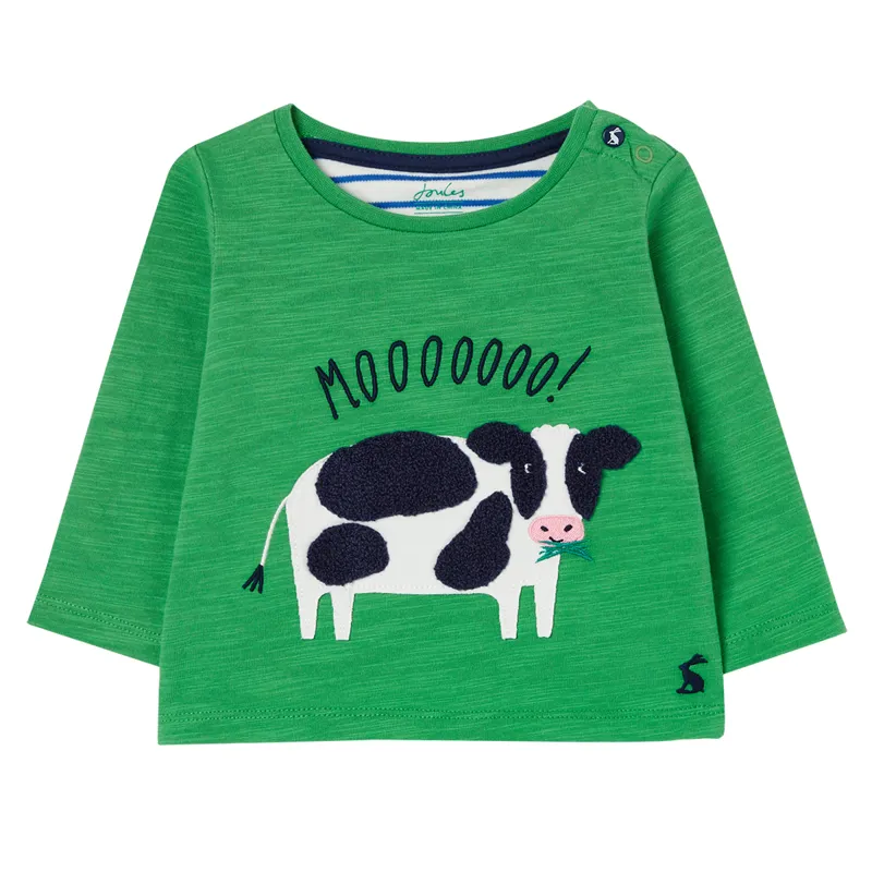 Joules Baby Tate Artwork T-Shirt - Green Cow
